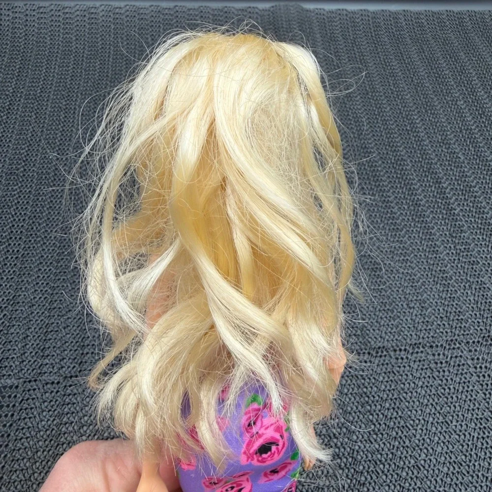 Barbie HXJ38 Blonde Articulated Doll Green Pink Floral Dress Mattel